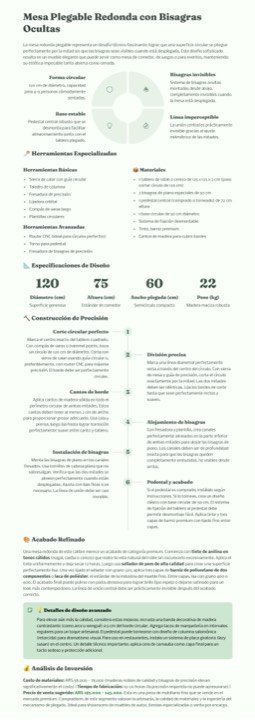 Mesa redonda con bisagras ocultas